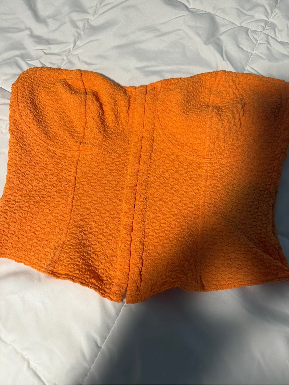 H&M Orange Textured Strapless Bustier Crop Top